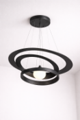 I-Lite Pendant Lamp Black features a contemporary triple-ring design suspended by adjustable cables,