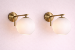 Pair I-Lite Pelota Modern Globe Wall Sconce Gold This I-Lite Wall Lamp features a minimalist,