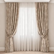 3 x pairs pencil pleated lined drapes cream with embossed pattern span 90 x 205cm drop(CHIW 538)