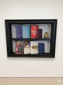 Wall mounted black oak shelving unit case 80 x 60 x 16cm deep(CHIW 536)