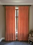 A Pair Lined Pencil Pleat Top Of Silk Drapes Dusky Pink Or Blush Colour. A Contrasting Vertical