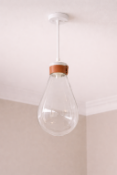 I-Lite Soffi-Inspired White Leather Pendant This I-Lite Pendant Lamp is an exquisite lighting