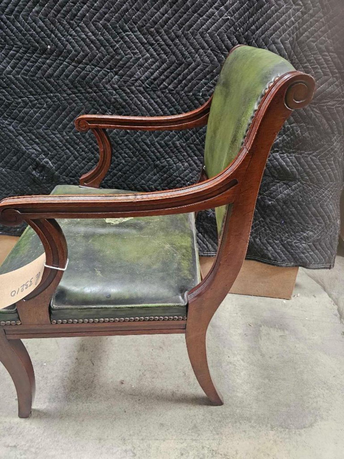 Mahogany Carver Armchair (RC33210) This classic mahogany carver armchair is upholstered in green - Image 3 of 5