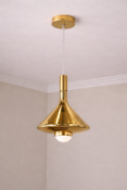 I-Lite Gold Tapered Pendant Lamp This I-Lite Pendant Lamp showcases a striking 