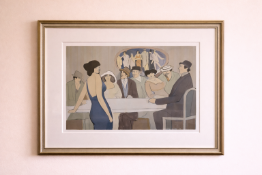 David Schneuer (Israeli, 1905–1988) Bistro, limited edition coloured serigraph 40/300. Depicting a