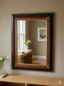 Rectangular Ebonised and Gilt-Framed Accent Mirror (RC25416) Ebonised and gilt finishes define