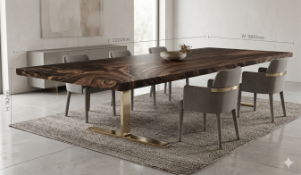 An exceptional Hudson Furniture New York bespoke dining table, featuring a monumental American