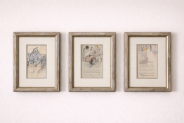A set of three framed Henri de Toulouse-Lautrec (1864-1901) print illustrations, each featuring