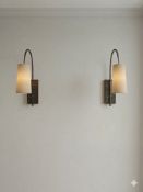 A pair of Porta Romana Willow Wall Lights bronzed Steel and brass with decorative finish 42 x 32cm(