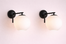 Pair of I-Lite Pelota Modern Globe Wall Sconce Black This I-Lite Wall Lamp features a minimalist,