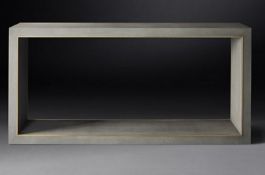 Cela Grey 67 Console Table by designer Charlie Zagaroli is crafted in shagreen‑embossed leather,