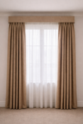 A pair pencil pleated lined drapes 145 x 210cm drop (CHIW 537)