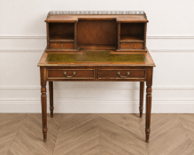 Gemini said A Victorian mahogany ladies' desk, or bonheur de jour, featuring a superstructure with a