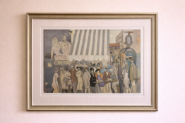 David Schneuer (Israeli, 1905–1988) Cafe Dome, limited edition coloured serigraph 201/300. A