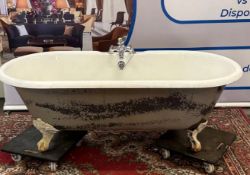 A White Cast Iron Free Standing Double Ended Roll Top Bath On Claw And Ball Feet 170 x 77 x 60cm