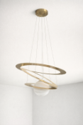 I-Lite Pendant Lamp White features a contemporary triple-ring design suspended by adjustable cables,