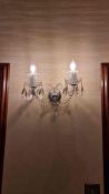 Artglass Czech Neoclassical Crystal Twin Arm Wall Sconce A twin arm Neoclassical wall sconce by
