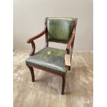 Mahogany Carver Armchair (RC33210) This classic mahogany carver armchair is upholstered in green