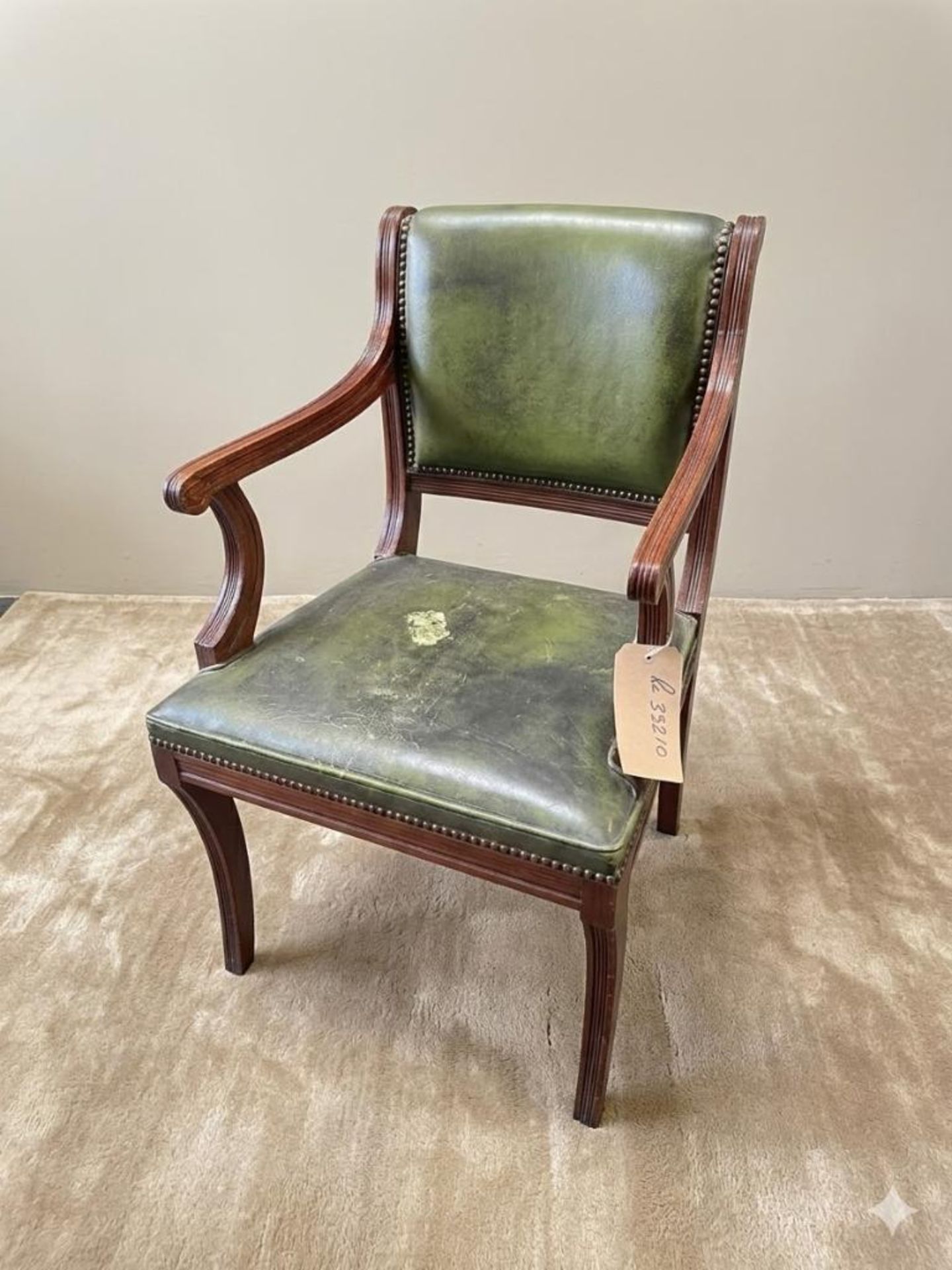 Mahogany Carver Armchair (RC33210) This classic mahogany carver armchair is upholstered in green