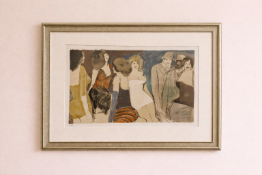 David Schneuer (Israeli, 1905–1988) The Group, limited edition coloured serigraph 125/300. A large-
