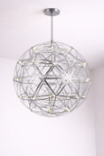 Starburst LED Pendant Lamp Silver a striking spherical fixture featuring an intricate, geometric