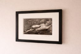 Lynne Savege Peacy A pair of framed artworks. Includes a charcoal and pencil study of a dancing