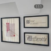 3 x box framed wall art contemporary 1 x 50 x 60cm and 2 x 50 x 25cm(CHIW 536)