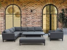 Bramblecrest Verona Rectangle Modular Sofa (Long Right) with Large Bench & Sofa Chair - Charcoal Set