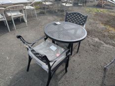 Bramblecrest Cast Aluminium 78cm Carved Round Bistro Table w/ 2x KD Chairs - Bronze Set Number