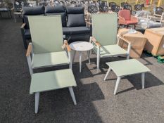 Bramblecrest Sofia 2 x Reclining Sofa Armchairs with Footstools & Round Side Table - Green Set