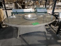 Bramblecrest Chedworth 220cm Elliptical Table w/ Lazy Susan - Sandstone Set Number A297 [Location: