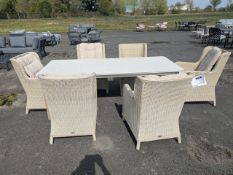 Bramblecrest Malmo Ivory 220cm Rectangle Table w/ 6x Chedworth Hi-Back Armchair - Sandstone Set