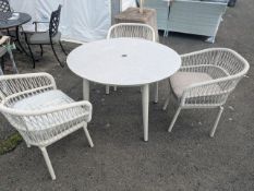 Bramblecrest Apollo 110cm Round Table & 3 Rope Chairs - Mocha Set Number B421 [Location: COMPOUND]
