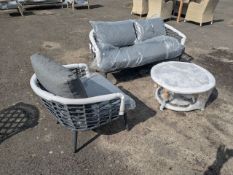 Bramblecrest Cannes 2 Seat Sofa & 1 Sofa Chairs & Duo Round Coffee Tables Set Number B494 Only 1