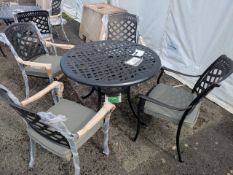 Bramblecrest Milan Black 100cm Round Table with 4x Katerina Bronze Armchairs Set Number B095 [