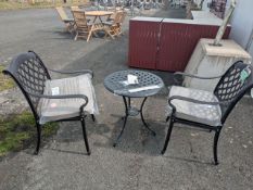 Bramblecrest Milan Compact Bistro Table with 2x Bronze Knot Design Chairs Set Number B424 [Location: