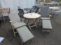 Bramblecrest 2x Bibury Recliners with Footrests, Cushions & Folding Bistro Table Set Number A421