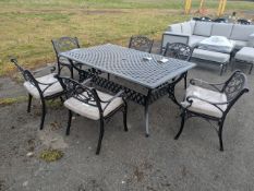 Bramblecrest Milan Black 180/260cm Rectangle Extending Table with 6x Bronze Armchairs Set Number