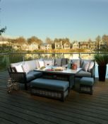 Bramblecrest Portofino L Shape Sofa with Large (180x 105cm) Rectangle Firepit Table, Bench & Stool -