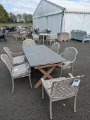 Bramblecrest Couture 180/240cm Extending Rectangle Dining with 6x Stone Cast Aluminium Chairs Set