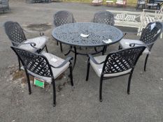 Bramblecrest Devon 135cm Round Dining Table w/ 6 x Flower Design Chairs - Bronze Set Number B422 [