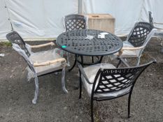 Bramblecrest Rome Black 100cm Round Table with 4x Katerina Bronze Armchairs Set Number B228 [