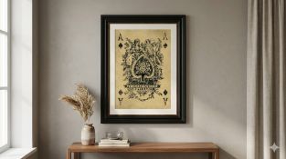 Ace of Spades, a striking large-format framed A2 print, features a classic vintage Ace of Spades,