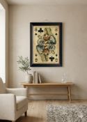 Queen of Clubs, a striking large-format framed A2 print, features a classic vintage Queen of