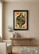King of Hearts, a striking large-format framed A2 print, features a classic vintage King of