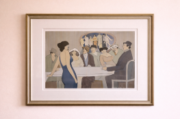 David Schneuer (Israeli, 1905–1988) Bistro, limited edition coloured serigraph 40/300. Depicting a