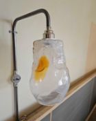 A striking pair of contemporary hand-blown glass shades with a distinct organic, 