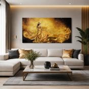 Exclusive Framed Gallery Art - Golden Woman 3D. Breathtaking horizontal wall art featuring an