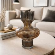 Bendum Glass Vase. A striking, organic mid-century inspired accent vase hand-cast in thick,