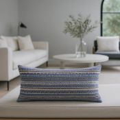 Fabricut - Chambray Cushion. A beautiful coastal throw pillow showcasing a highly detailed,